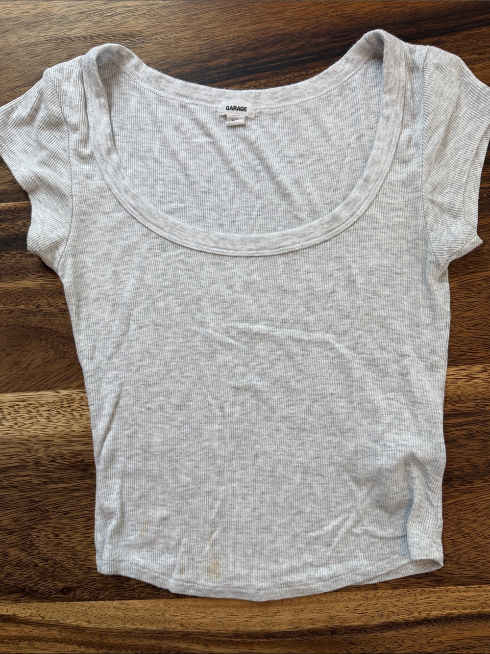 Garage Light Gray Ribbed Scoop Tshirt
